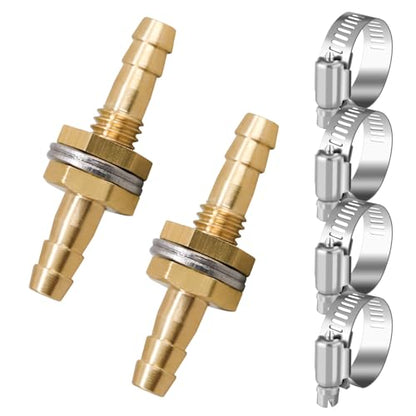 5/16 inch Brass Hose Barb Bulkhead Fitting for Fuel/Air Systems | For Pipeline/Irrigation/Industrial Projects, Flat Washers and Clamps, Easy To Install, High Hardness, Quality Assurance,2Pack - style: 5/16"