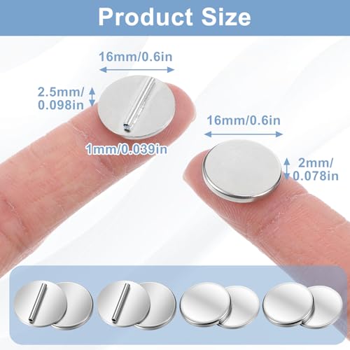 Hecila 4 Pairs Mini Magnetic Pin Brooch Converters Magnetic Clasps Metal Clothing Magnets Buckle Almost Invisible Magnets Pins Converter Lapel Pin Holder for Hijab Scarf Shawls Thin Fabric