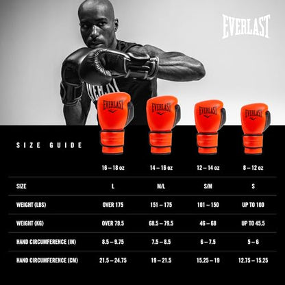 Everlast Powerlock 2 Hook & Loop Boxing Gloves | Fight Training Gloves | Hook and Loop with Durable Hand & Wrist Support | Heavy Bag & Fitness Training - color: Red / Black, size: 14 oz