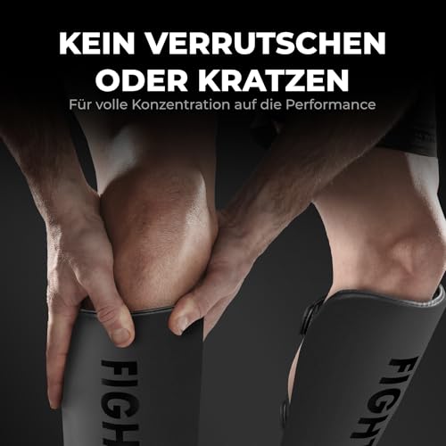 FIGHTR® Shin Guards - with a and Ideal Padding | Thick shin Protection for Kicks in Kickboxing, MMA, Muay Thai and Other Martial Arts - color: Black White, size: Small
