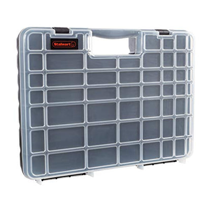 Stalwart - 75-ST6073 Portable Storage Case with Secure Locks and 55 Small Bin Compartments for Hardware, Screws, Bolts, Nuts, Nails, Beads, Jewelry and More by Black - size: 55 Bin