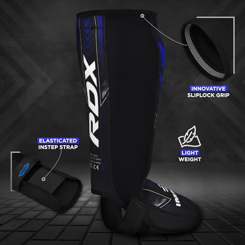 RDX IMMAF Approved Shin Guards, Competition Level Neoprene Shin Pads for Sparring and Grappling, MMA Kickboxing, Professional Shin Insteps Protection, Men Women - color: Blue, size: XX-Large