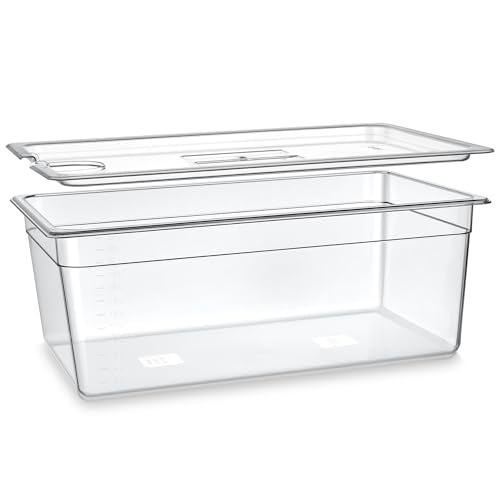Large Sous Vide Container with Lid, 26 Qt, BPA-Free Clear Tub | BPA-free 26 Qt container with fitted lid reduces evaporation for batch cooking; fits Anova and most sous vide cookers. - color: Large Sous Vide Container-without accessories