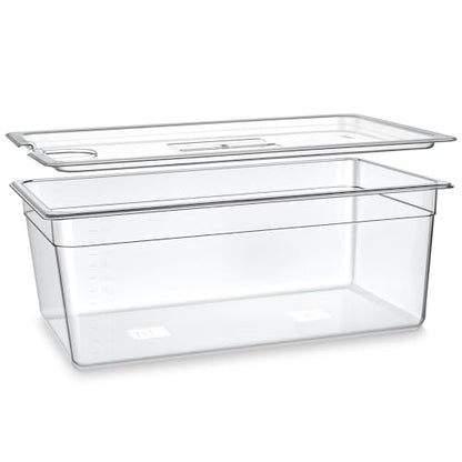 Large Sous Vide Container with Lid, 26 Qt, BPA-Free Clear Tub | BPA-free 26 Qt container with fitted lid reduces evaporation for batch cooking; fits Anova and most sous vide cookers. - color: Large Sous Vide Container-without accessories