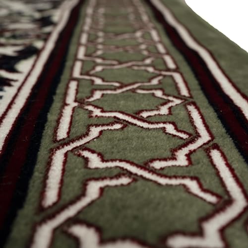 Modefa Turkish Islamic Prayer Rug - Multi Person Janamaz Sajada for Family or Large Gathering & Group Praying Carpet - Wide Plush Velvet Praying Mat Mihrab (5 Person Green) - color: Mihrab Green