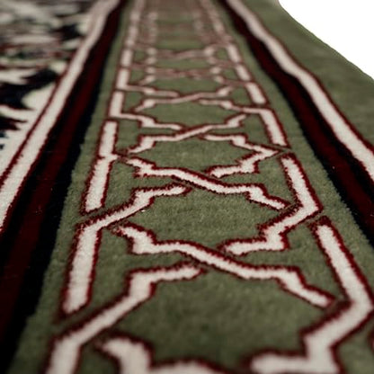 Modefa Turkish Islamic Prayer Rug - Multi Person Janamaz Sajada for Family or Large Gathering & Group Praying Carpet - Wide Plush Velvet Praying Mat Mihrab (5 Person Green) - color: Mihrab Green