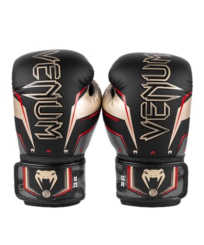 Venum Elite Evo Boxhandschuhe - color: Black/Gold/Red, size: 12 oz