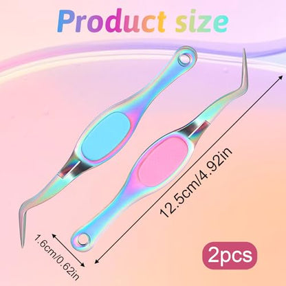 2 Pcs Craft Tweezers Precision Reverse Tweezers Curved Tweezer Soft Grip Bent Fine Point Sticker Tweezer for Scrapbooking Jewelry DIY Electronics Laboratory Work