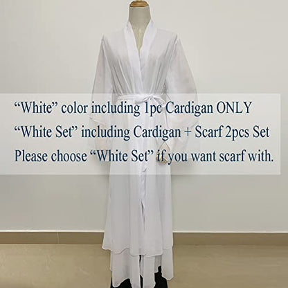 Abayas for Women Muslim Dubai Dress Solid Loose Fit Long Cardigan Islamic Kaftan Robe Open Front Maxi Length - color: White, size: Medium