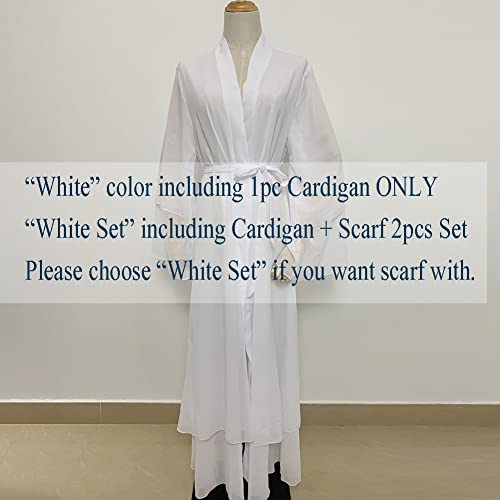 Abayas for Women Muslim Dubai Dress Solid Loose Fit Long Cardigan Islamic Kaftan Robe Open Front Maxi Length - color: White, size: XX-Large