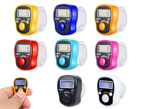 8PCS Digital Finger Counter, Tally Counter Ring,LCD Tally Counter,Finger Digital Tally Lap Counter,Finger Digital Tally Lap Counter,Tasbeeh Handheld Mini Display,for Prayer Sports Golf(Color)