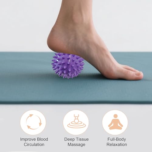 Spiky Massage Balls- 3PCS (Firm, Medium and Soft) Muscle Massager Ball for Feet, Back, Neck, Muscles, Foot Arch Trainer, Exercise, Physical Therapy, Hands Massager Roller for Plantar Fasciitis - color: Bluepurpleyellow