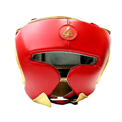 Red & Gold Heavy Duty Cheek Protection Training Boxing Headgear