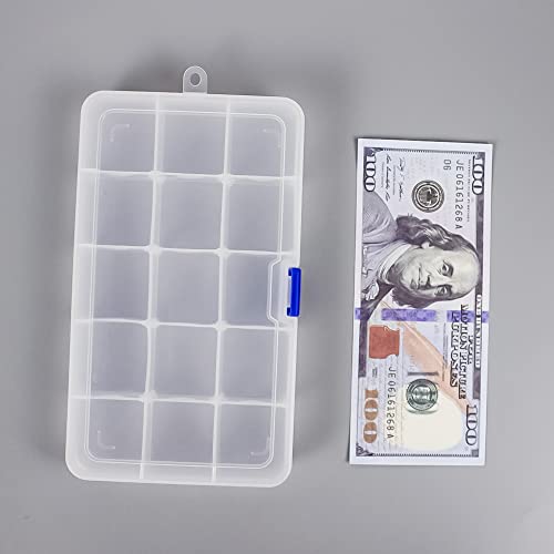 Qualsen Bead Organizer Box with Adjustable Dividers, 15 Girds, 4 Pack | Plastic Organizer Box with Dividers, Ideal as a Tackle Boxs for Beads, Jewelry, Crafts, Screws, Small Parts and More - size: 15 Gird-4pcs