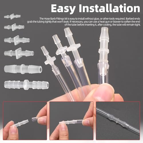 Hilitchi No.1 Clear Tubing Assortment with Hose Barb Fittings Kit Flexible Plastic Tube Hose Set For Home Repair Water Oil Transfer Aquarium - style: No.1