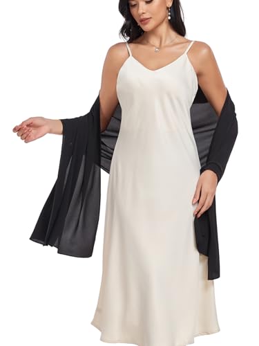 Shawls and Wraps Soft Chiffon Scarve Scarf For Evening Party Dresses Wedding Stole - color: Black1