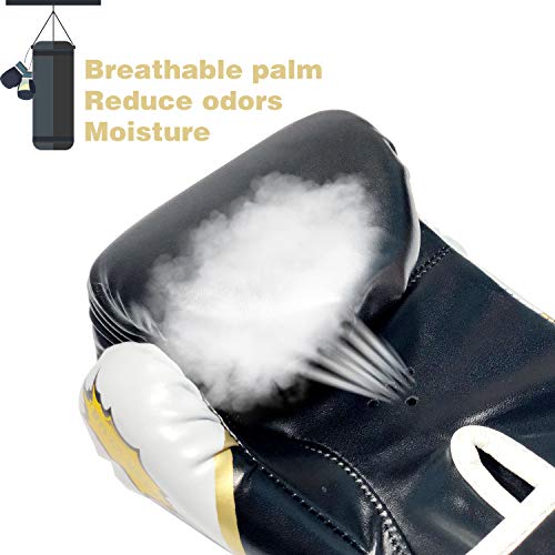 CKE Kids Boxing Gloves for Kids Boys Girls Junior Youth Toddlers Age 5-12 Years Training Boxing Gloves for Punching Bag Kickboxing Muay Thai - color: BLACK