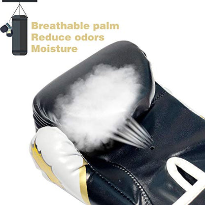 CKE Kids Boxing Gloves for Kids Boys Girls Junior Youth Toddlers Age 5-12 Years Training Boxing Gloves for Punching Bag Kickboxing Muay Thai - color: BLACK