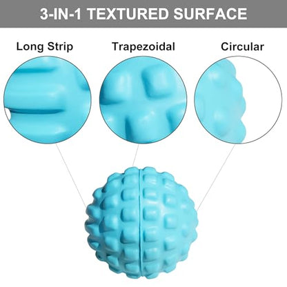Massage Ball for Deep Tissue and Myofascial Release. 2.9″ Fascia Ball for Muscle Knots, Recovery, Trigger Point Therapy, Pain Relief, Foot Plantar Fasciitis. (Blue) - color: Blue