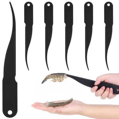 Gisafai 6 Pcs Shrimp Peeler Plastic Deveiner Cleaner Tool for Kitchen Shrimp Deveining Peel Tool, 10.2 Inch (Black) - color: Black