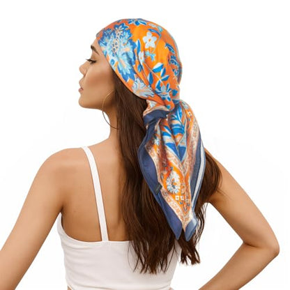 RIIQIICHY Women Head Hair Scarf Like Satin Silk Scarf Sleeping Hair Wrapping Night 27.5" - color: C010