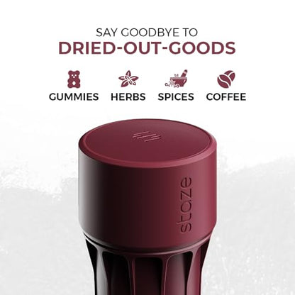 Staze Air Tight Smell Proof Container (148ml) - Vacuum Seal Jar, Waterproof Food Storage Canister, Portable Small Smell Proof Jar for Coffee, Spice & Gummies - (BRICK) - color: Brick