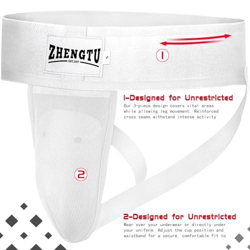 Groin Protector Cup Kickboxing Boxing Muaythai MMA Groin Guard, Jockstrap Karate Training, BJJ Protection, Soccer, Basketball Removable TPE Cup with Silicone Cushioning - color: White, size: Large