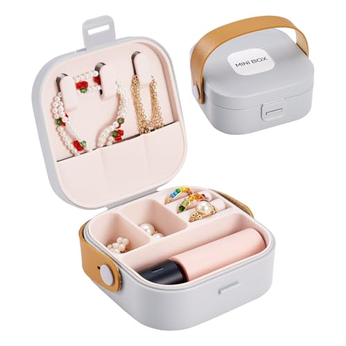 Silicone Jewelry Boxes Present Box,PU Leather Travel Jewelry Case,Mini Jewelry Box Travel Jewelry Box Jewelry Gift Boxes Necklaces Earrings Bracelets Boxes for Women,Light Grey - color: Light Grey