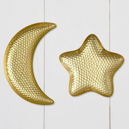 2pcs Ramadan Dessert Tray Metal Serving Plate Small Dinner Dish for Islam Muslim Party Family Gathering Dinning Table Decoration