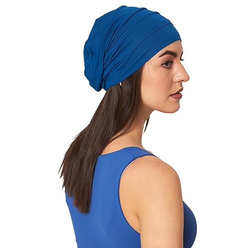 Chemo Silky Soft Slouchy Snood Bamboo Cap Beanie for Women Cancer Hair Loss Turban Hat Chemo Headwear Women - color: Ss200classicblue