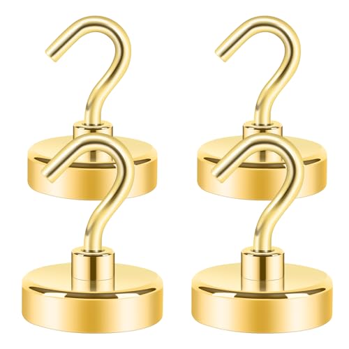 Neosmuk Magnetic Hooks for Cruise Cabins,85lb Heavy Duty,Gold,4 Pack - color: Gold, size: 1.02 inches