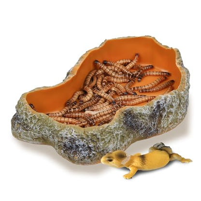IBWell 7 Inch Reptile Food Dish Escape Proof Reptile Feeding Dish Resin Reptile Water Food Bowl for Bearded Dragon Chameleon Frog Snake Turtle Leopard Gecko - size: 7"