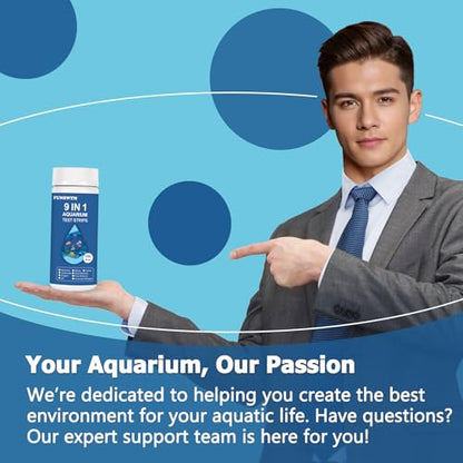 Aquarium Test Strips for Fish Tank: 9 in 1 Aquarium Water Test Kit for Freshwater - 150ct Fish Test Strips Testing Ammonia pH Nitrate Chlorine Nitrite Hardness Alkalinity Copper - size: 9 in 1 - 150 Count