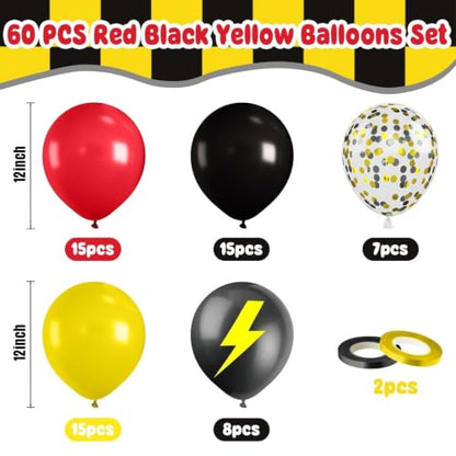 Paready Red Yellow Black Balloons, 60 Pcs Party Balloons for Boys Birthday - color: Red Black Yellow