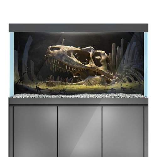 Aquarium Background Stickers - Dinosaur, Skull, Teeth - Fish Tank Reptile Terrarium Decor Poster (90 x 60 cm / (35.4 x 23.6 inches)) - size: 90 x 60 cm / (35.4 x 23.6 inches)
