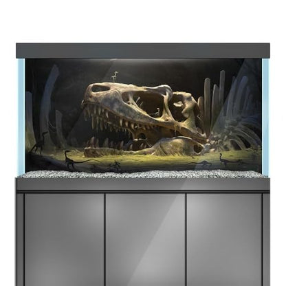 Aquarium Background Stickers - Dinosaur, Skull, Teeth - Fish Tank Reptile Terrarium Decor Poster (90 x 60 cm / (35.4 x 23.6 inches)) - size: 90 x 60 cm / (35.4 x 23.6 inches)