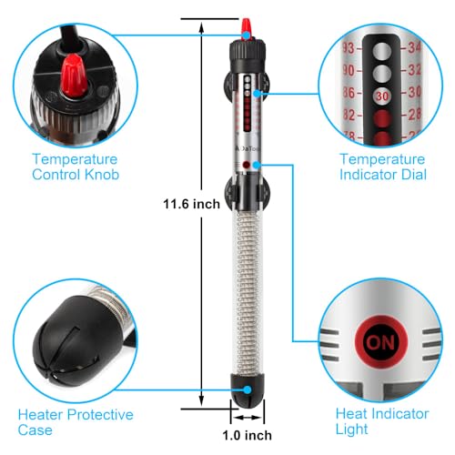 DaToo Aquarium Heater Fish Tank Heater Submersible 200 Watt, 1 Yr Warranty - size: 200Watt
