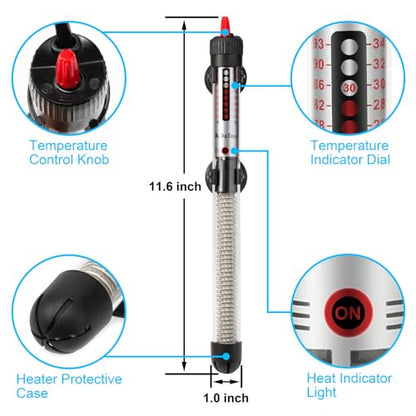 DaToo Aquarium Heater Fish Tank Heater Submersible 300 Watt, 1 Yr Warranty - size: 300Watt