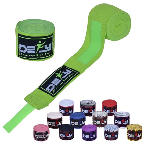DEFY Professional 180 Inch Hand Wraps for Boxing Muay Thai MMA Elastic Bandages for Men & Women -Pair - color: Green