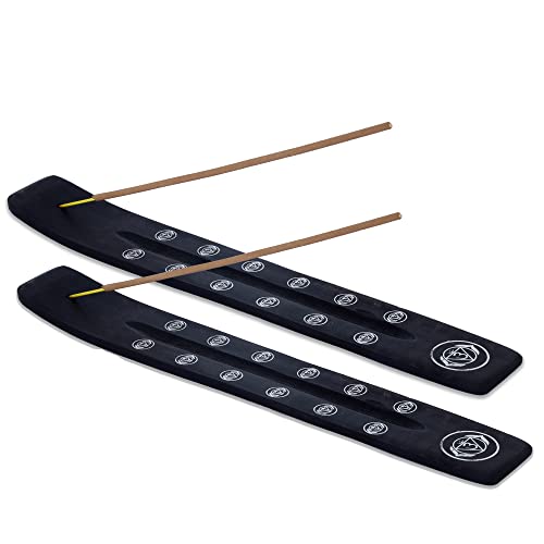 Bless-International Traditional-Handmade-Burner Wooden-Incense-Stick-Holder Ash-Catcher-Stand for-Aromatherapy-Meditation-Yoga (Black Strength) 10 Inches, Pack of 2 - color: Black Strength,10 Inch, size: Two Holders
