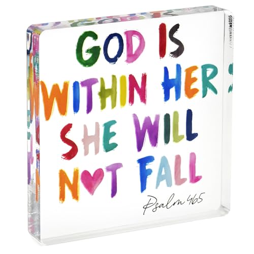 God Is Within Her She Will Nor Fall Christian Gifts for Women, Bible Verse Desk Decor Spiritual Acrylic Plaque Decorative Sign for Birthday Mom Sister Friend, Inspirational Religious Gifts for Her - color: Blue10
