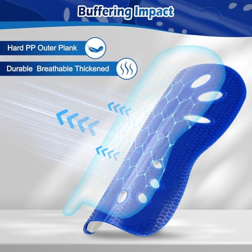 Soccer Shin Guards, 2 Pair Lightweight and Breathable Shin Guard Sleeves for Adults Football Player, Calf Protective Gear Shin Guards for Men Women (Bigger Shin Guards) - color: Blue and Red