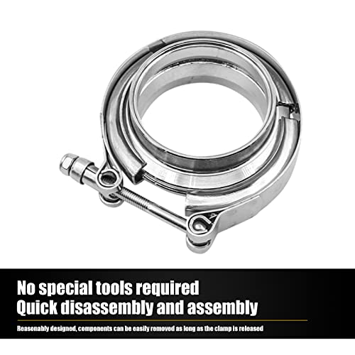 3" Stainless Steel Exhaust Clamp Kit, V-bolt Clamp, Male Female Flange Clip, Turbo Pipe Performance Exhaust System (Silver) - size: 3In