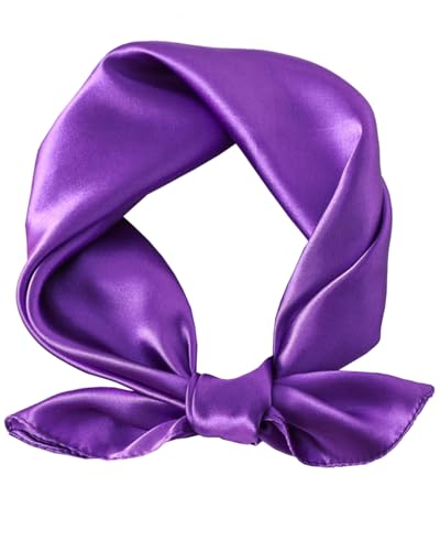 Saiusloa Solid Color Neck Scarf For Women Square Satin Head Scarves headband Bandanas 23.6× 23.6 inches - color: 18-modena