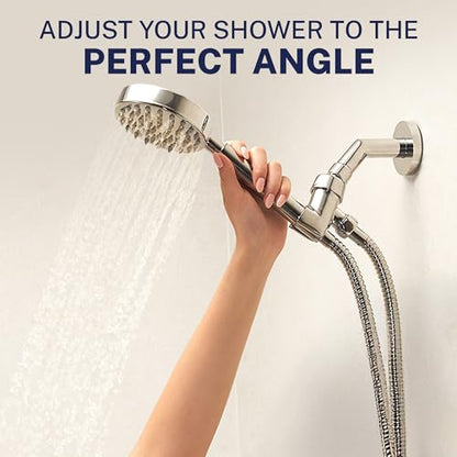 HammerHead Showers® Solid Metal Handheld Shower Head Holder - Chrome - Adjustable Shower Wand Holder with Wall Hook Bracket and Pivot Ball - Hand Held Shower Head Holder - Shower Hose Holder - color: Chrome