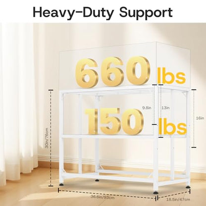 Fish Tank Stand, 40 Gallon Heavy Duty Metal Aquarium Stands, Reptile Tank, Turtle Tank, Breeder Tank Stand, 660LBS Capacity Terrarium Stand Rack with 2-Tier Storage Shelves (White, 36.5"x18.5"x29.5") - color: White, size: (40 Gallon)36.5"x18.5"