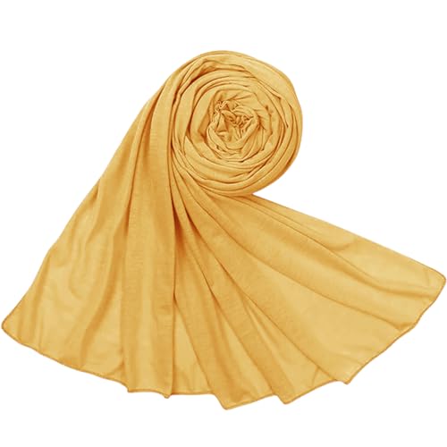 Hijab Scarf for Women Soft Cotton Muslim Jersey Hijab Head Wrap Scarves Fashion Long Scarf Shawls - color: Turmeric