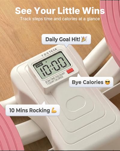 Merach Rocking Steppers for Exercise at Home, 3D Motion Stair Stepper with Resistance Bands for Full Body Workout & Low-Impact Balance Board, 330 LBS Loading Capacity Exercise Equipment - color: White&Pink