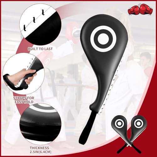 Poen 7 in 1 Taekwondo Kick Pad Boxing Training Equipment Punching Mitts Martial Arts Wrist Band Adjustable Soft Pads Set for Karate Muay Thai MMA Training - color: Black
