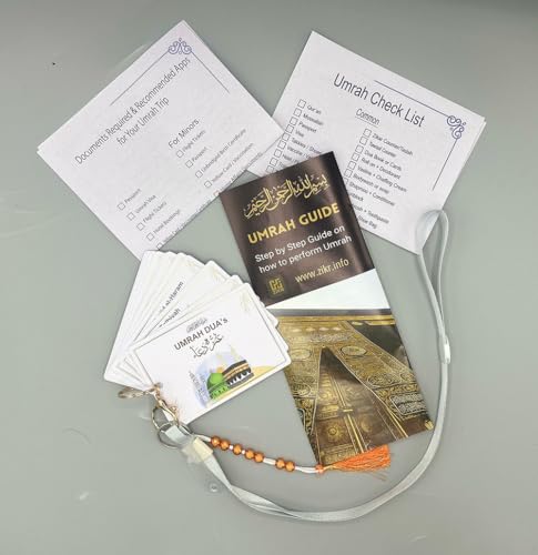 Umrah Dua Cards PVC - Tawaf Tasbih - Step by Step Guide, Umrah Checklist